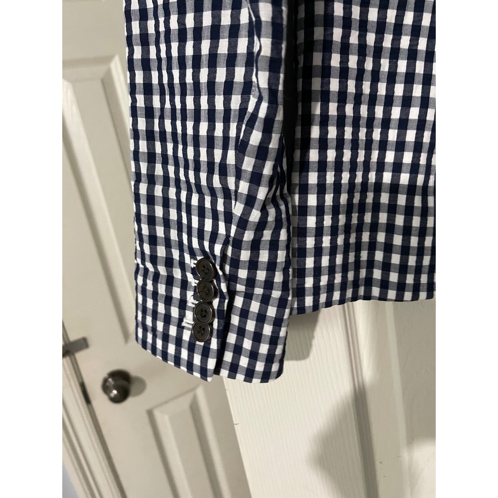 J.Crew Gingham Schoolboy Blazer Jacket Women 4 Navy Career Preppy Classic - Picture 10 of 11